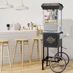Popcorn Popper Machine With Cart  Popcorn Maker 850W 8 Oz 48 Cups Black