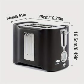 2 Slice Toaster, Quick & Even Results Every Time, Wide Slots Fit Any Size Bread Drop-Down Crumb Tray For Easy Clean Up, Stainless (Option: Black1)
