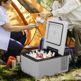 12 Volt Refrigerator 10 Qt, Portable Mini Freezer (-4℉~68℉) W/APP Control Car Compressor Fridge Cooler 12V/24V DC And 110-220V AC For Camping, Ro (Option: Grey)