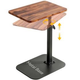 Adjustable TV Tray Table, 360 Swivel C-Shaped End Table That Slides Under Couch, Sofa, Bed, Recliner Chair, Small Side Table Desk For Laptop, Foo (Option: Brown)