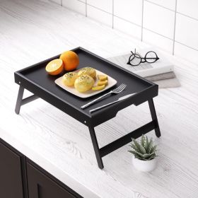 Fibogollo 2 Pack Bamboo Bed Tray Table With Folding Legs,Breakfast Trays,Serving Tray For Food And Snack,Laptop Trays For Working Natural (Option: Black)