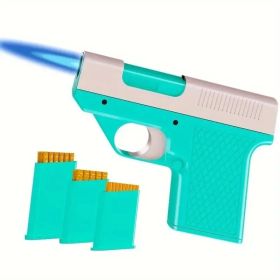 Windproof Adjustable Flame Lighter - Portable Liquid Gas Filling Igniter, Zinc Alloy Shell, Light Green And Pink Handle, Suitable For Camping, Ba (Option: green)